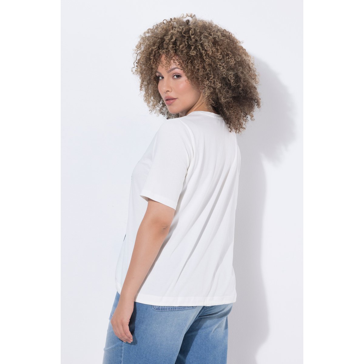 T-shirt avec message blanc cassé, ULLA POPKEN