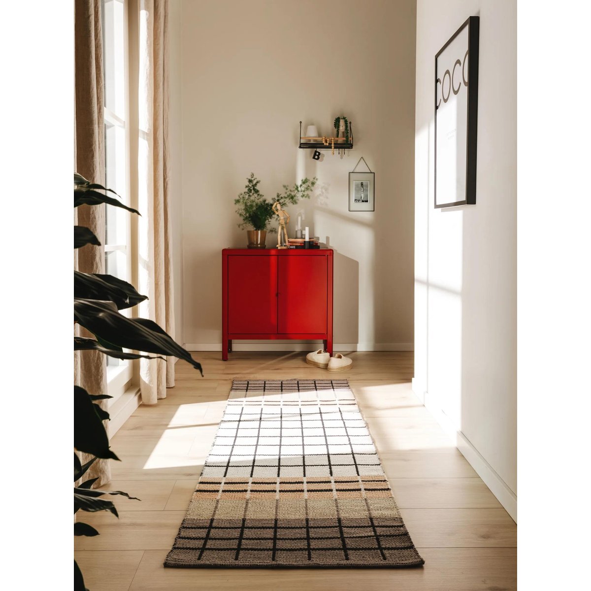 Tapis de couloir tissé main LEANDER gris/blanc, BENUTA