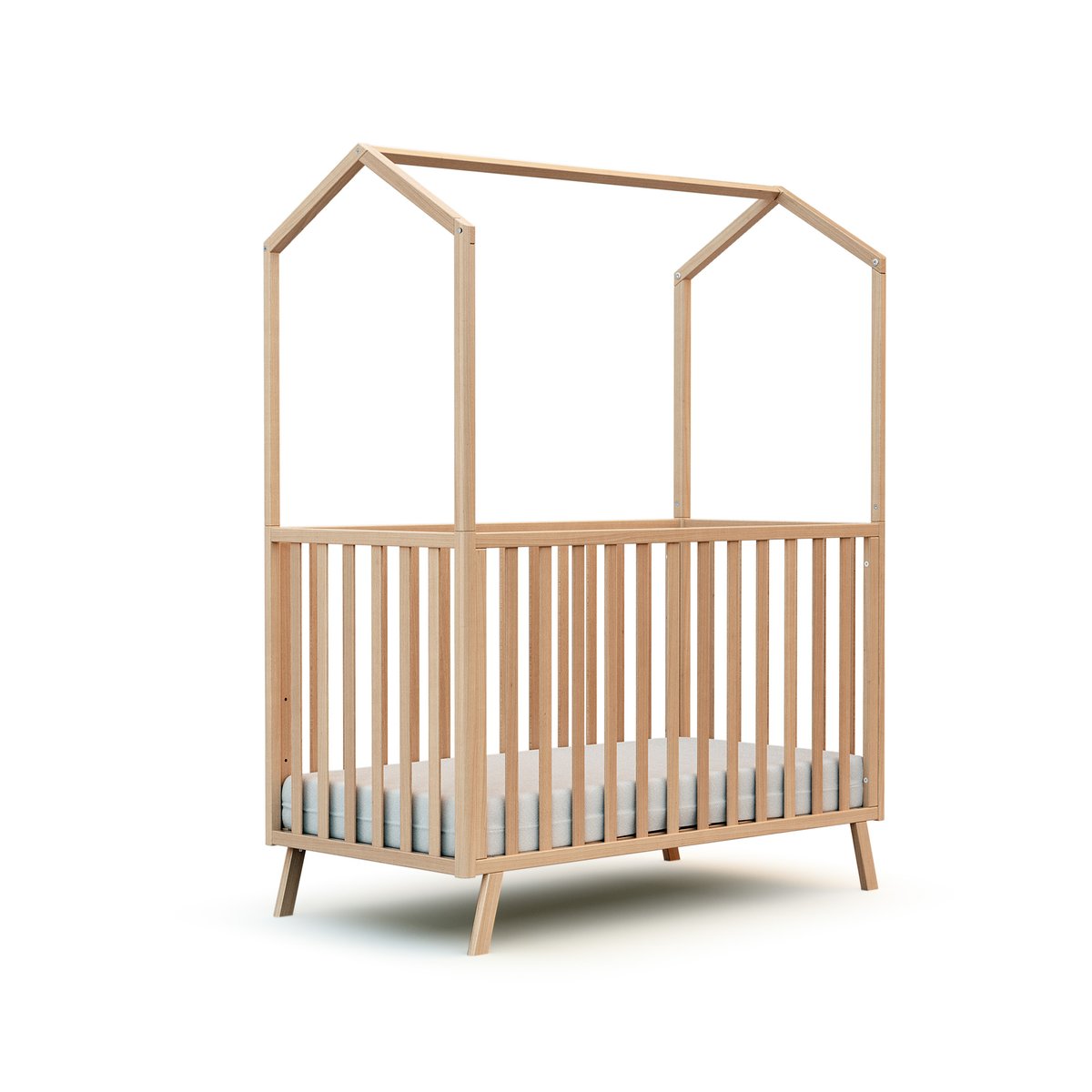 Lit cabane bébé évolutif en bois KASA hêtre verni, AT4