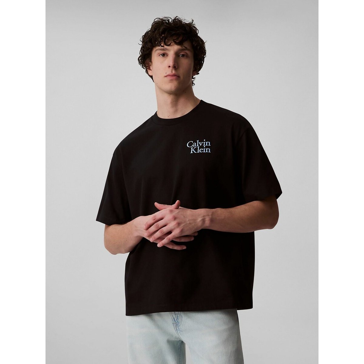 Logo Print T-Shirt with Short Sleeves black, CALVIN KLEIN JEANS