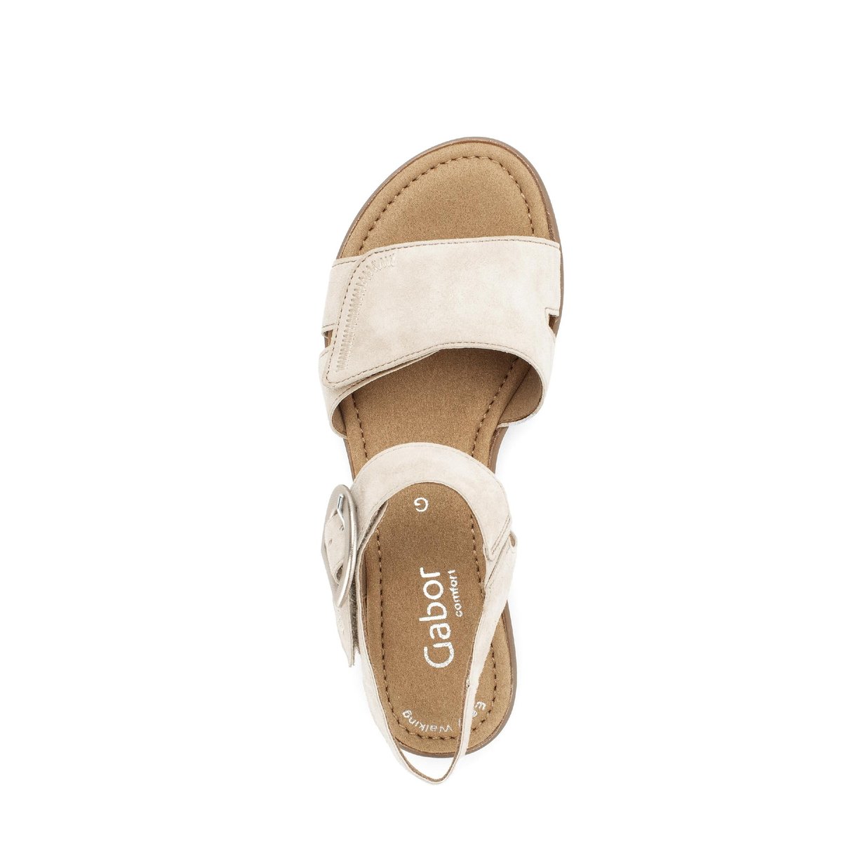 Sandales en cuir à talon décroché beige, GABOR