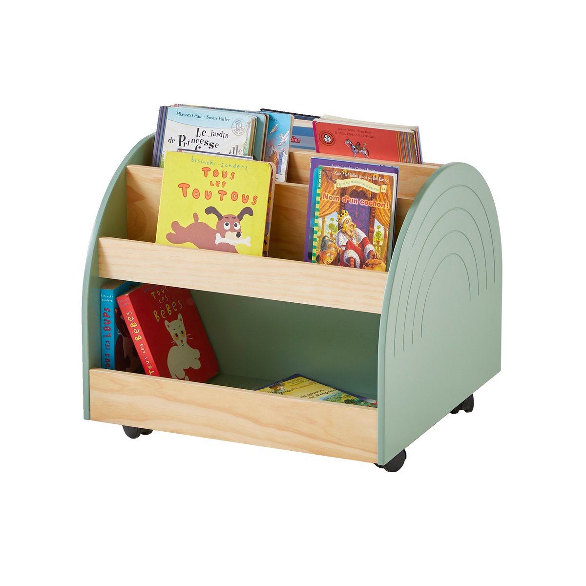Petit rangement sur roulettes LIGNE ARC-EN-CIEL vert sauge, VERTBAUDET