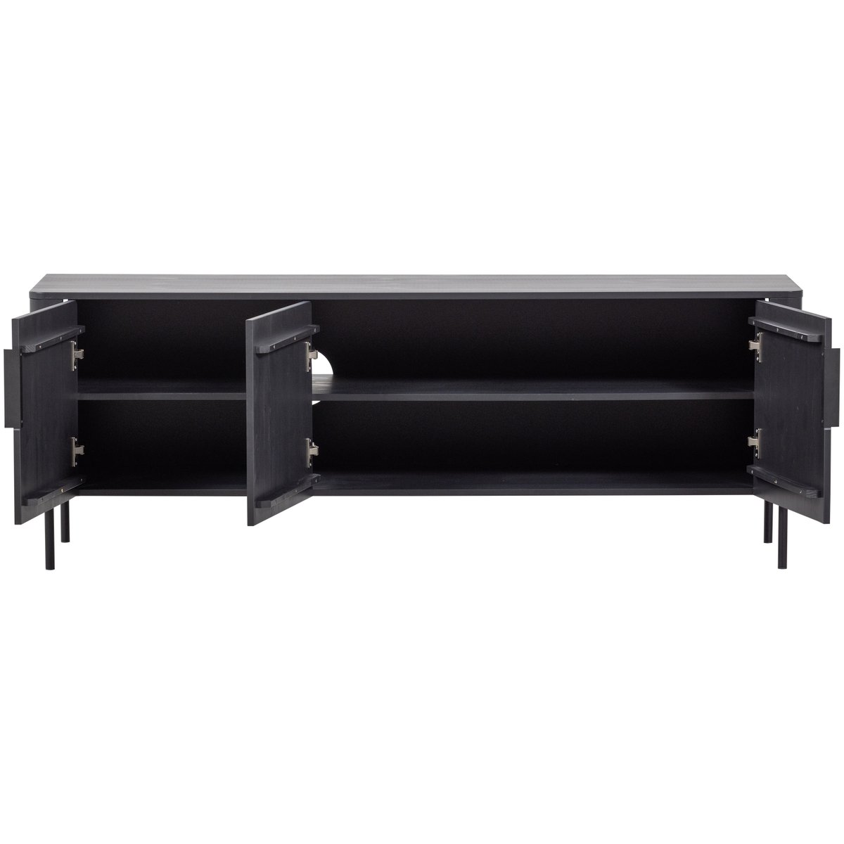 Meuble tv en pin 154 cm GUNNAR noir, WOOOD