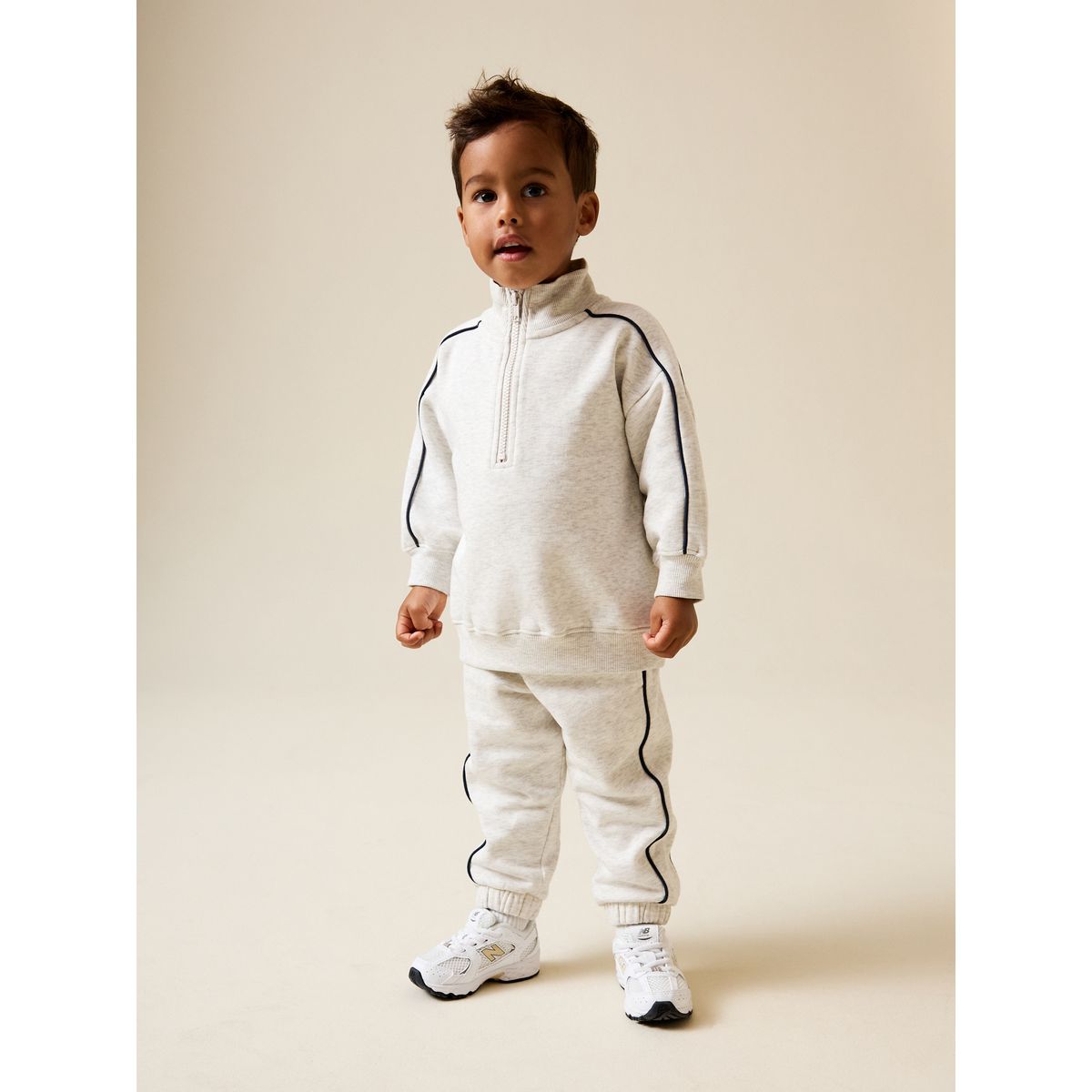 Sweat col montant zippé & pantalon de jogging gris chiné, NEXT