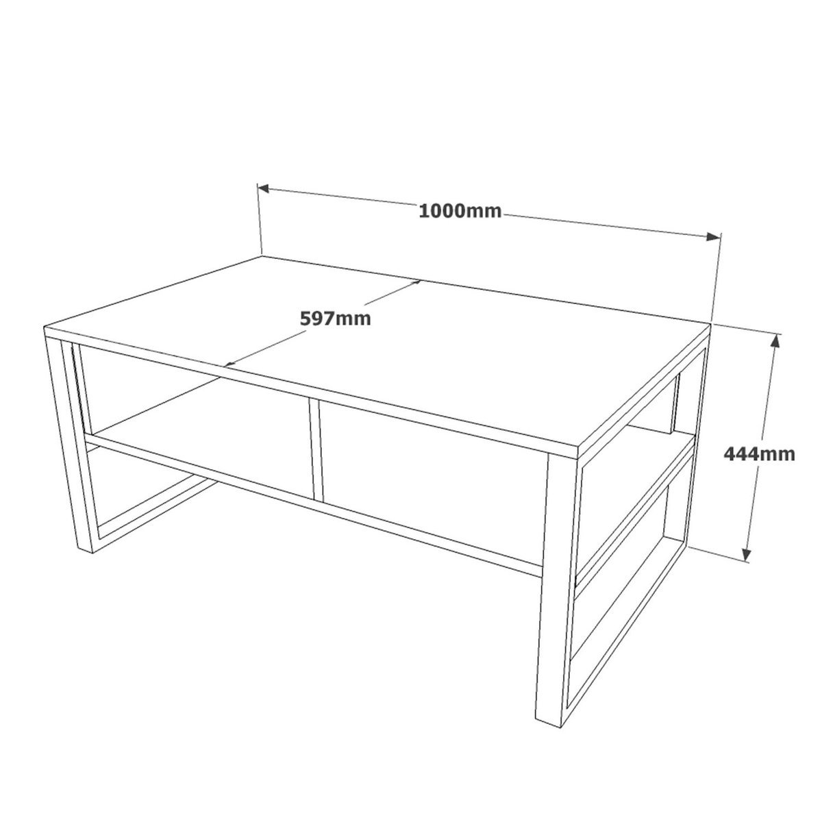 Table basse rectangulaire 2 niches de rangement effet pierre gris, TOILINUX