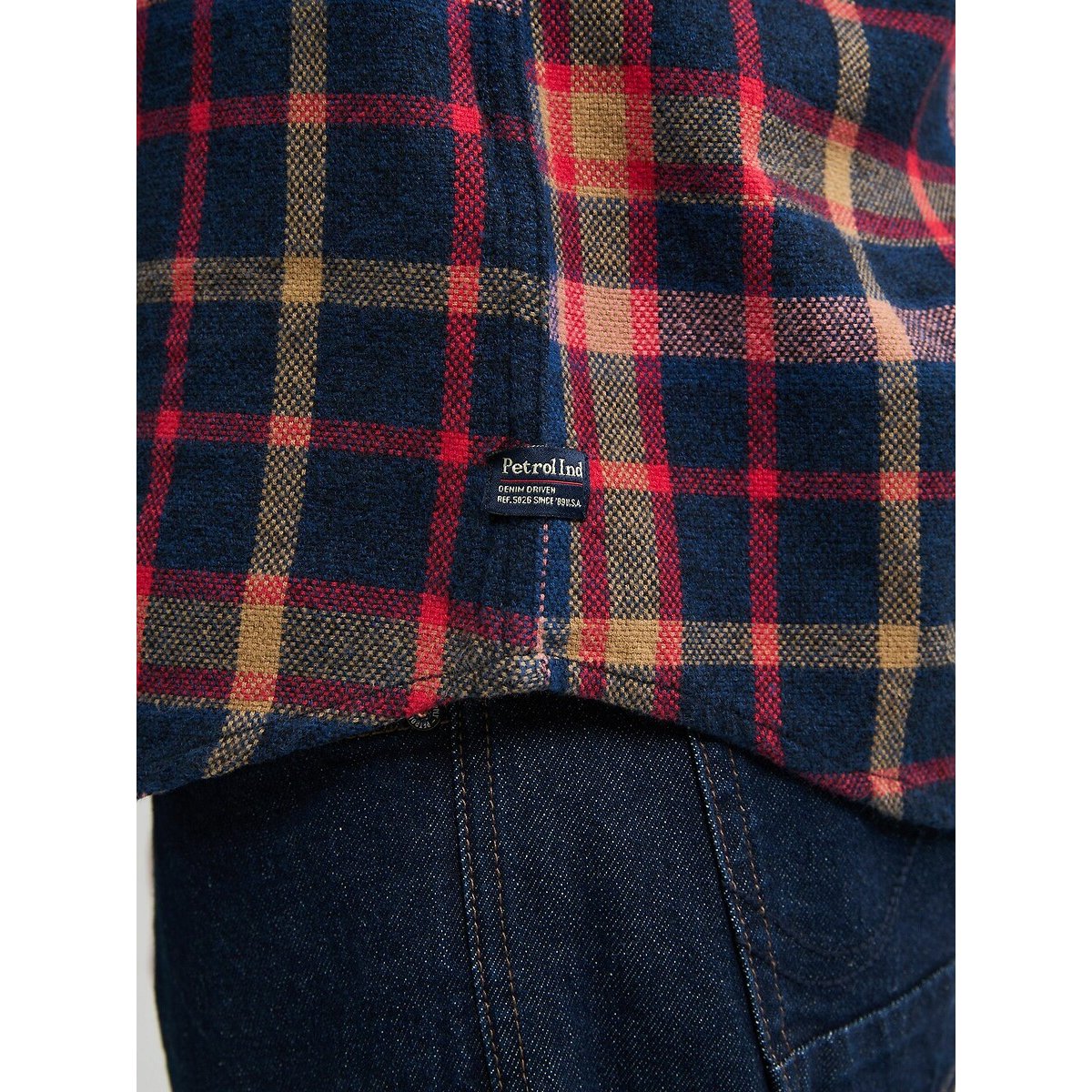 Checked Long Sleeve Shirt navy blue, PETROL INDUSTRIES