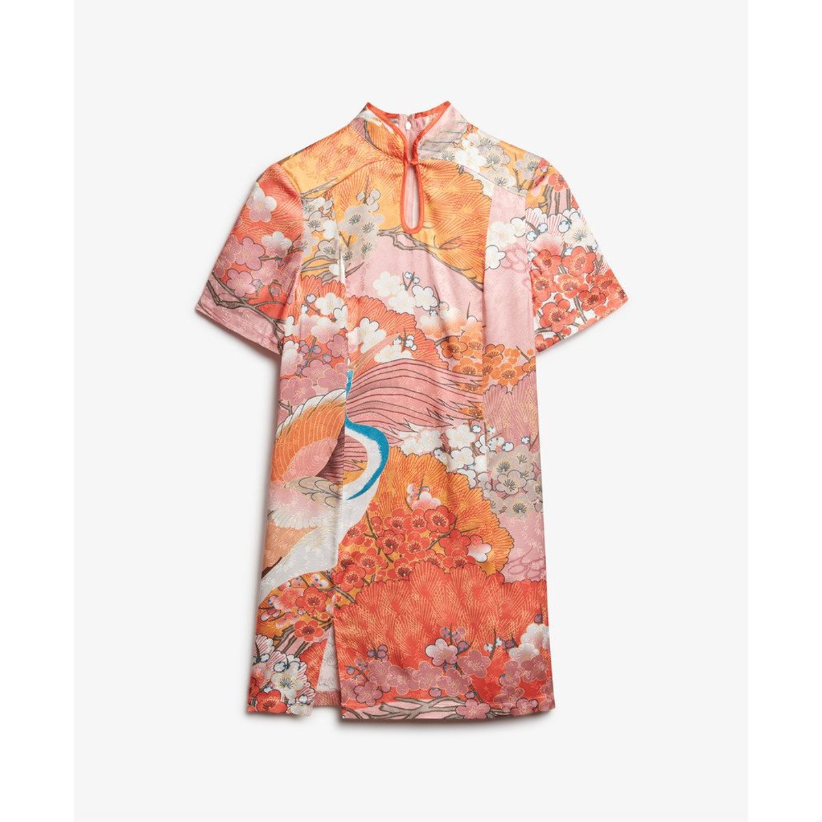 Robe courte en jacquard à col Mao corail kam, SUPERDRY