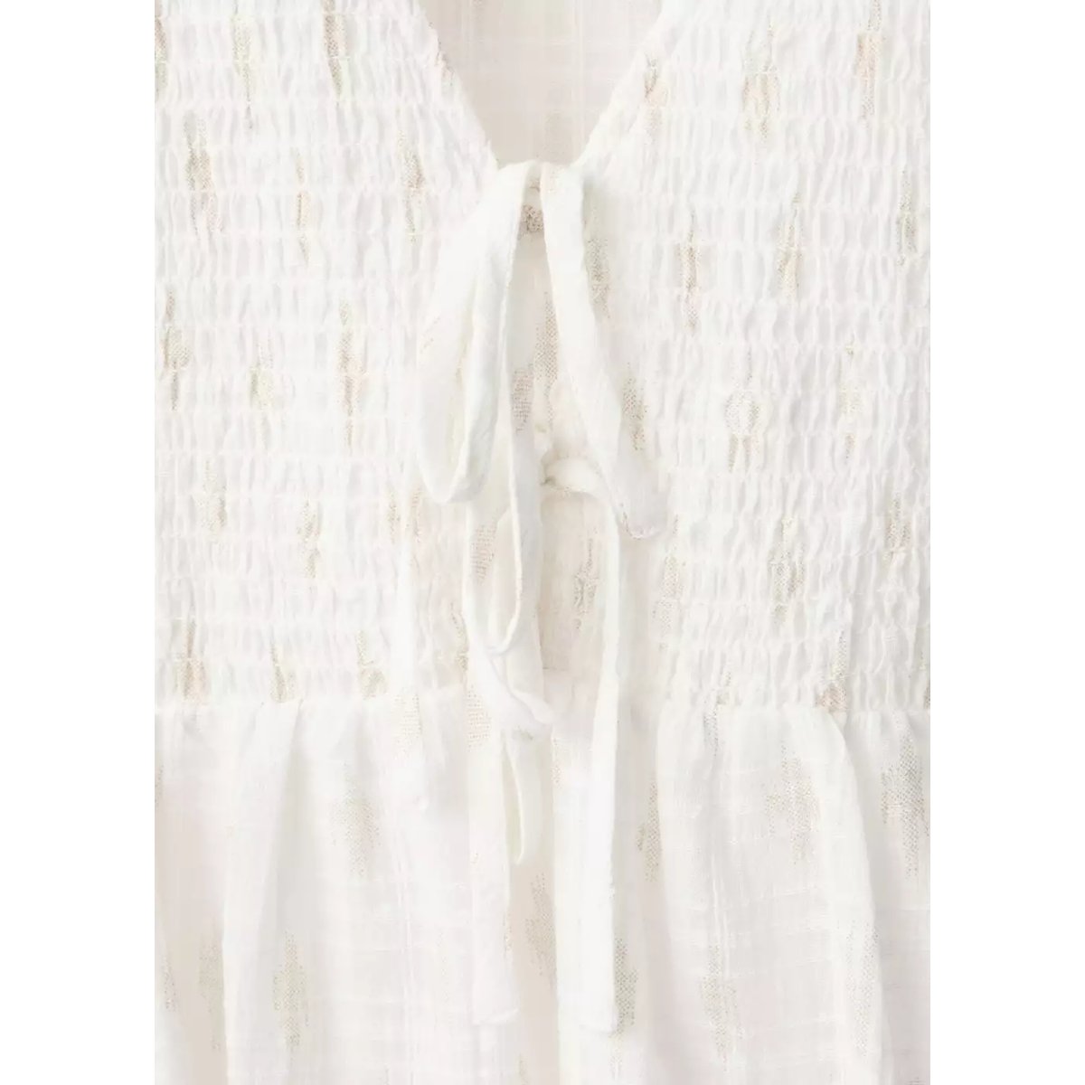 Chemise 100 % coton froncé blanc cassé, MANGO TEEN