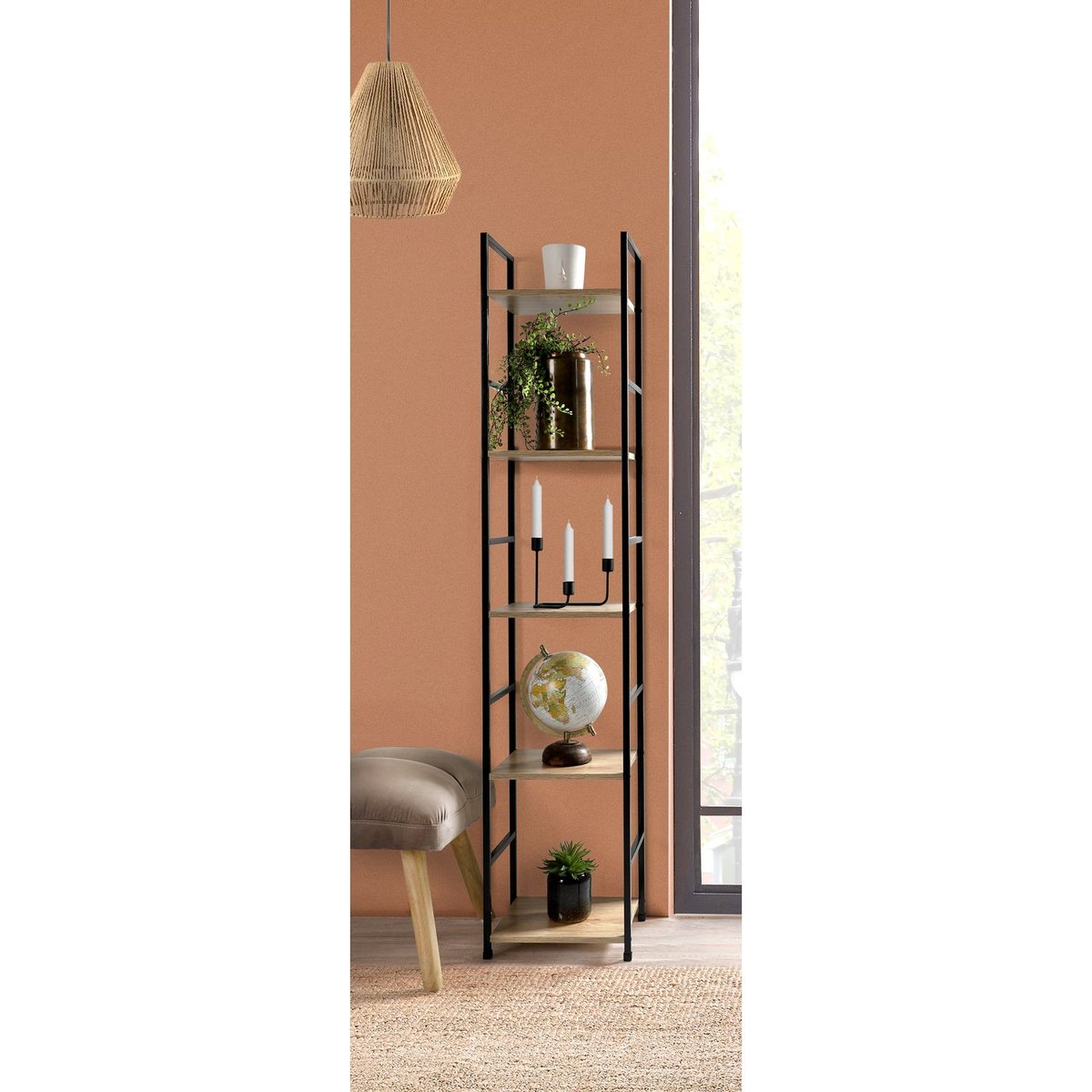 Etagère carrée 5 niveaux design industriel COLORADO beige, TOILINUX