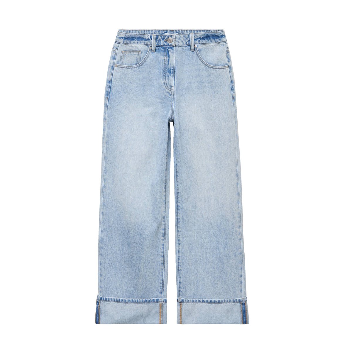 Jeans droit à revers denim triple stone, CACHE CACHE