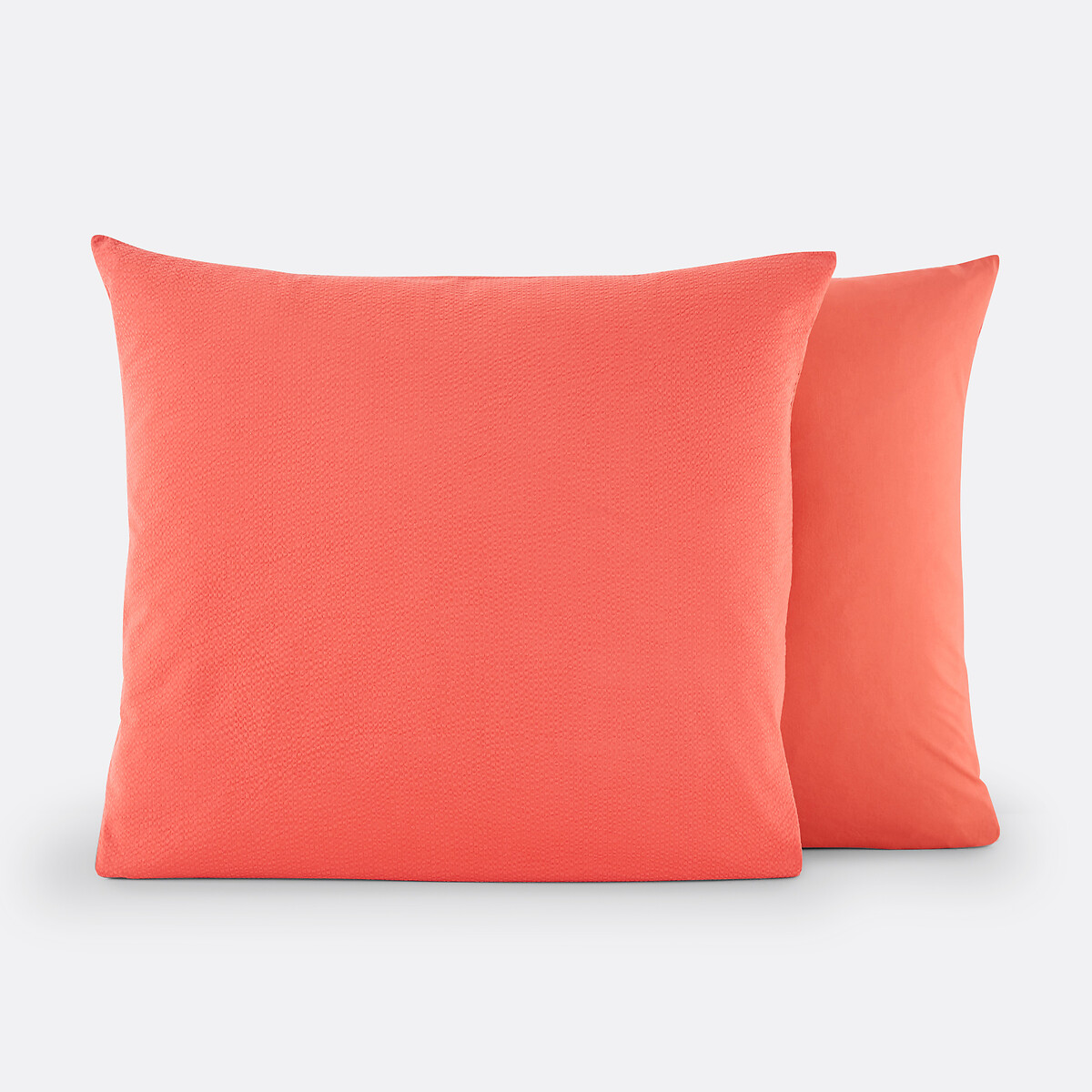 Taie d'oreiller coton et coton lavé, Seersucker corail, LA REDOUTE INTERIEURS