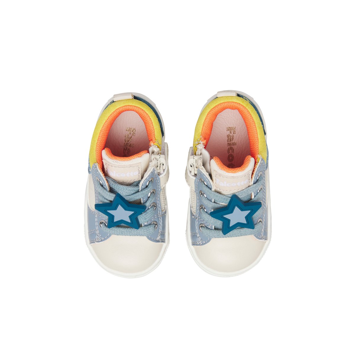 Sneakers en écopelle et tissu SHIN ZIP. blanc-bleu clair-, FALCOTTO