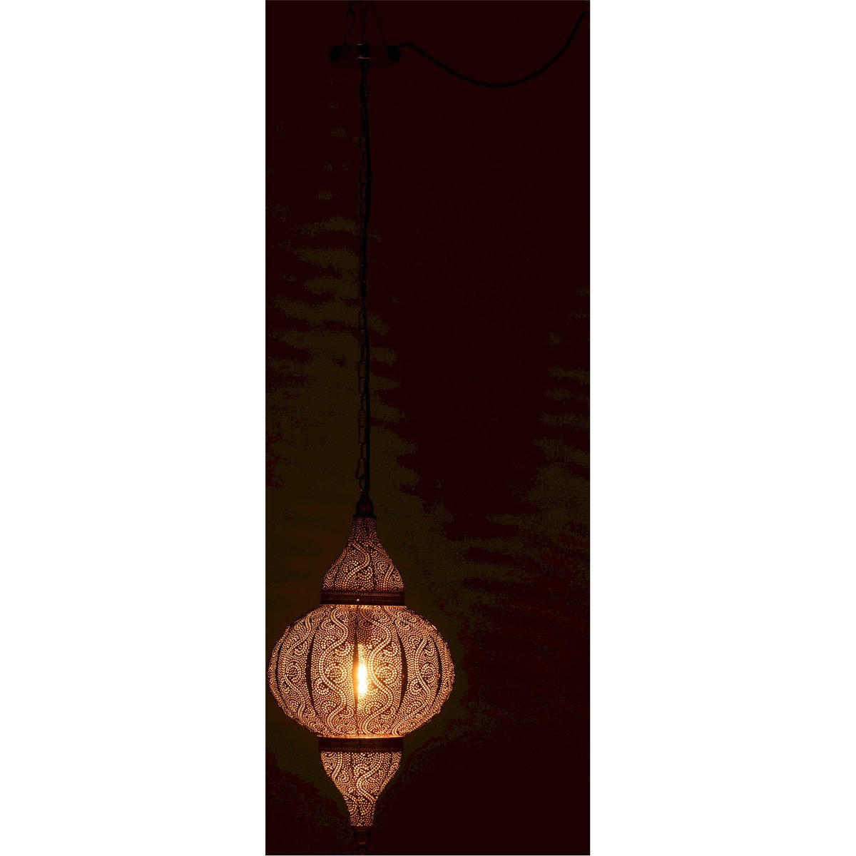 Suspension ronde en métal style oriental doré effet martelé oriental, RECOLLECTION