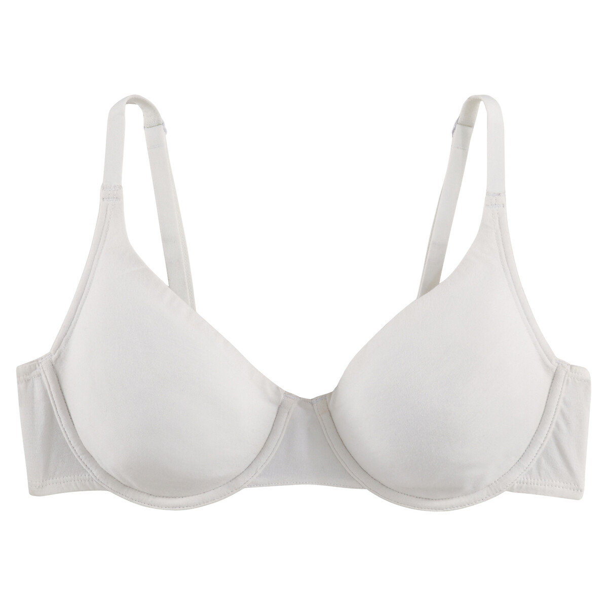 Cottone Plain Demi-Cup Bra white, LA REDOUTE COLLECTIONS