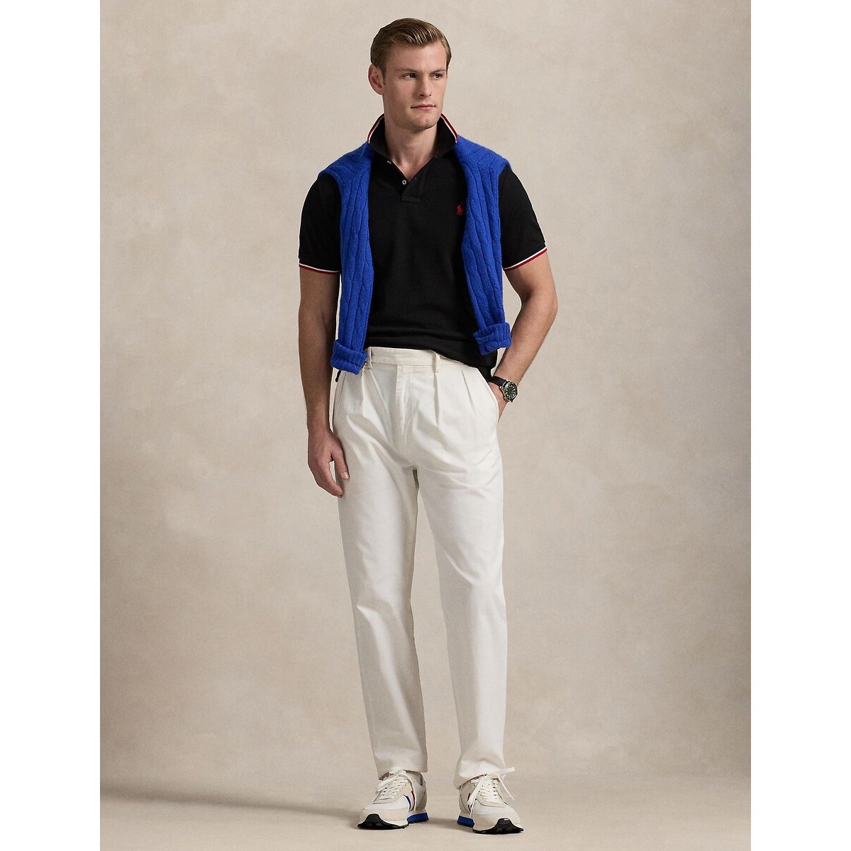 Polo dritta custom fit in maglia piqué nero , POLO RALPH LAUREN