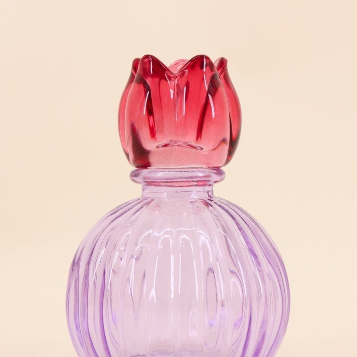 Set de 4 bougeoirs fleurs en verre couleurs assorties rose, HASHTAG DECO