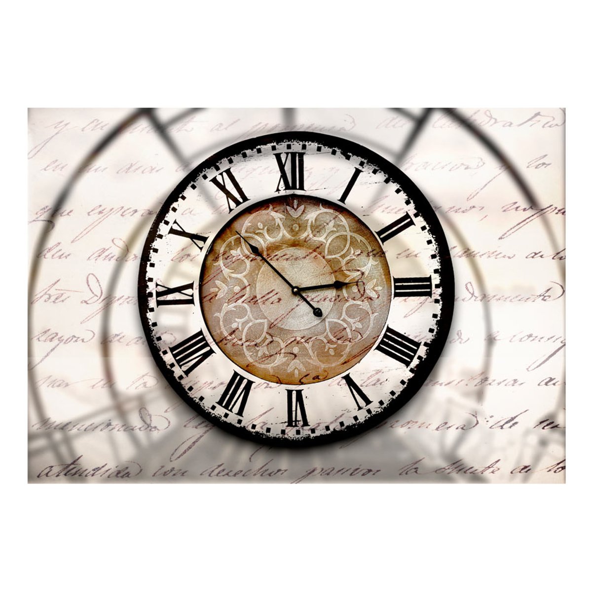 Papier peint intissé panoramique Textes Clock movement noir, EDEN