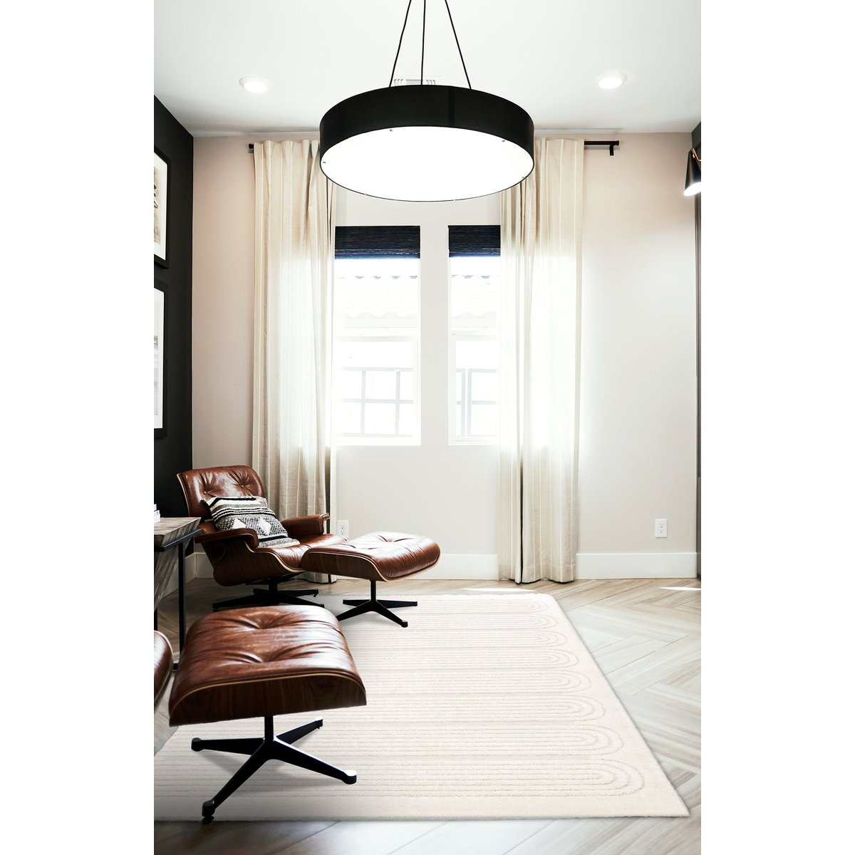 Tapis doux motifs en relief SINEA beige sable, AFK LIVING