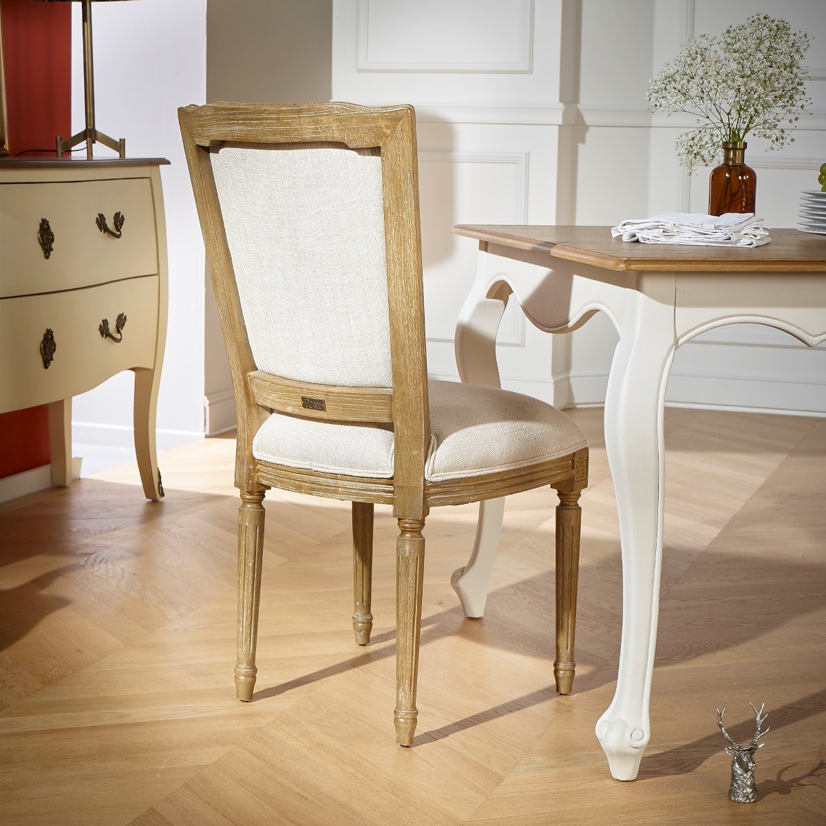Lot de 2 chaises en bois et lin MARIE ANTOINETTE lin, ROBIN DES BOIS