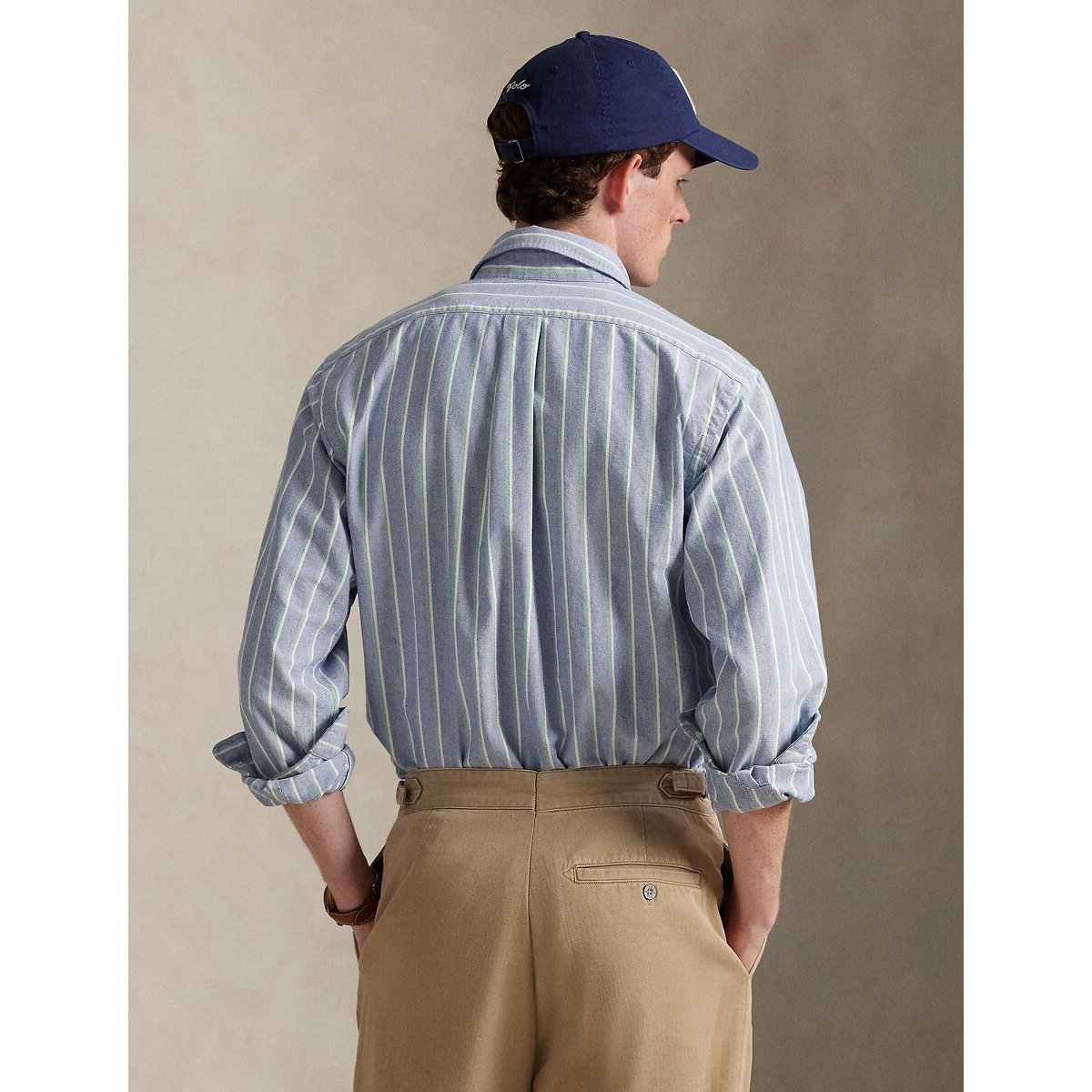 Striped Oxford Cotton Shirt in Custom Fit blue-green stripes, POLO RALPH LAUREN