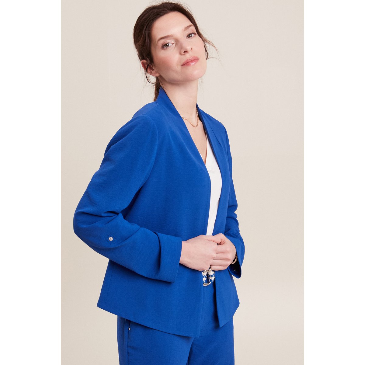 Veste droite fluide bleu electrique, BREAL