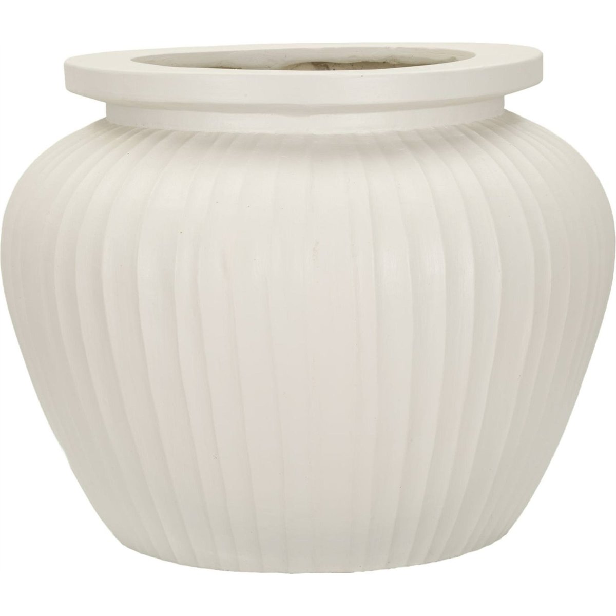 Pot rond rainuré silhouette bombée MODERN crème, RECOLLECTION