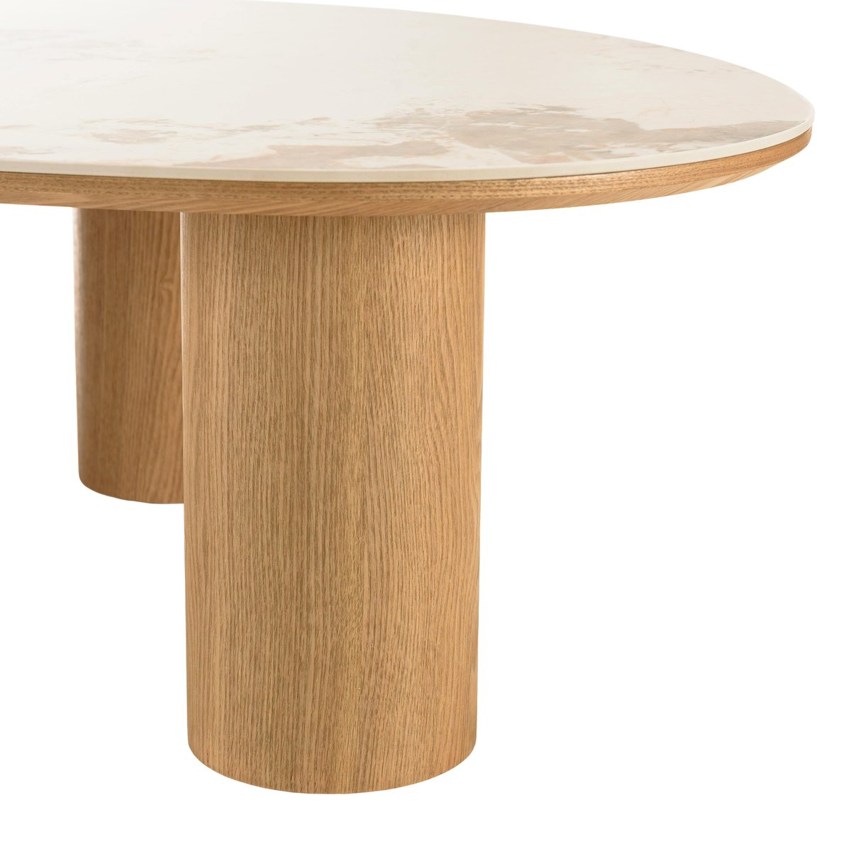 Table basse 110x80cm plateau céramique pieds bois clair LINEA blanc, PIER IMPORT