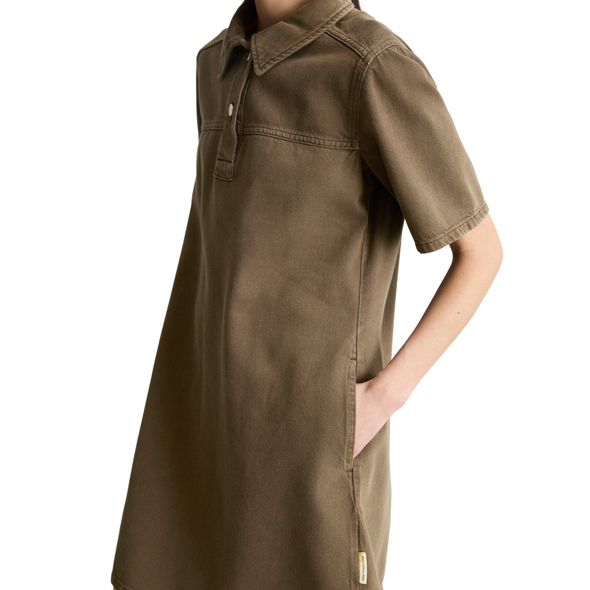 Mini-robe flared en sergé de coton organique et de lyocell marron foncé, MARC O’POLO DENIM