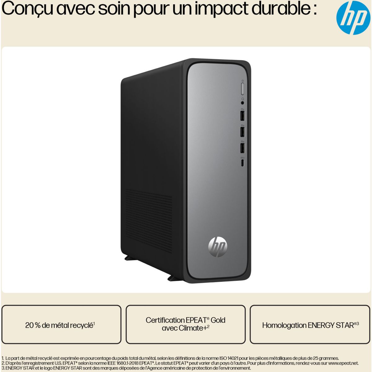 Unité centrale OmniDesk Slim DT S03-0033nf PC Intel 300 SSD 256 Go couleur unique, HP