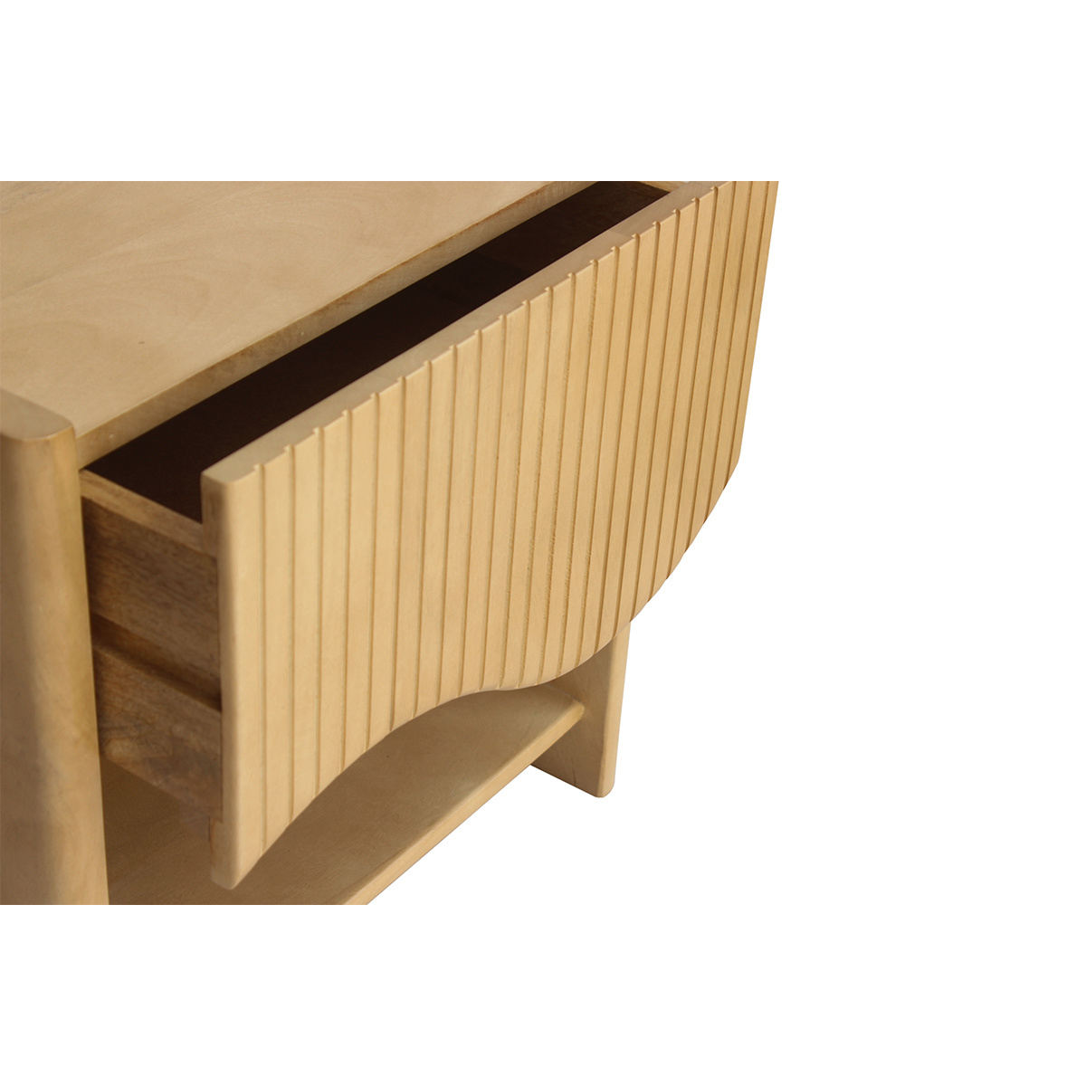 Table de chevet avec tiroir en bois manguier massif NEREA bois brut, MILIBOO