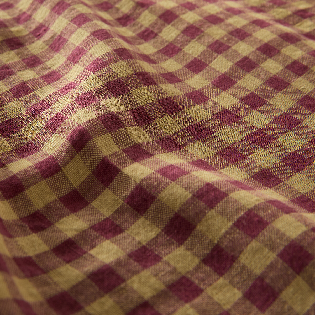 Drap plat en lin lavé, Acélie Bordeaux bordeaux/absinthe, LA REDOUTE INTERIEURS