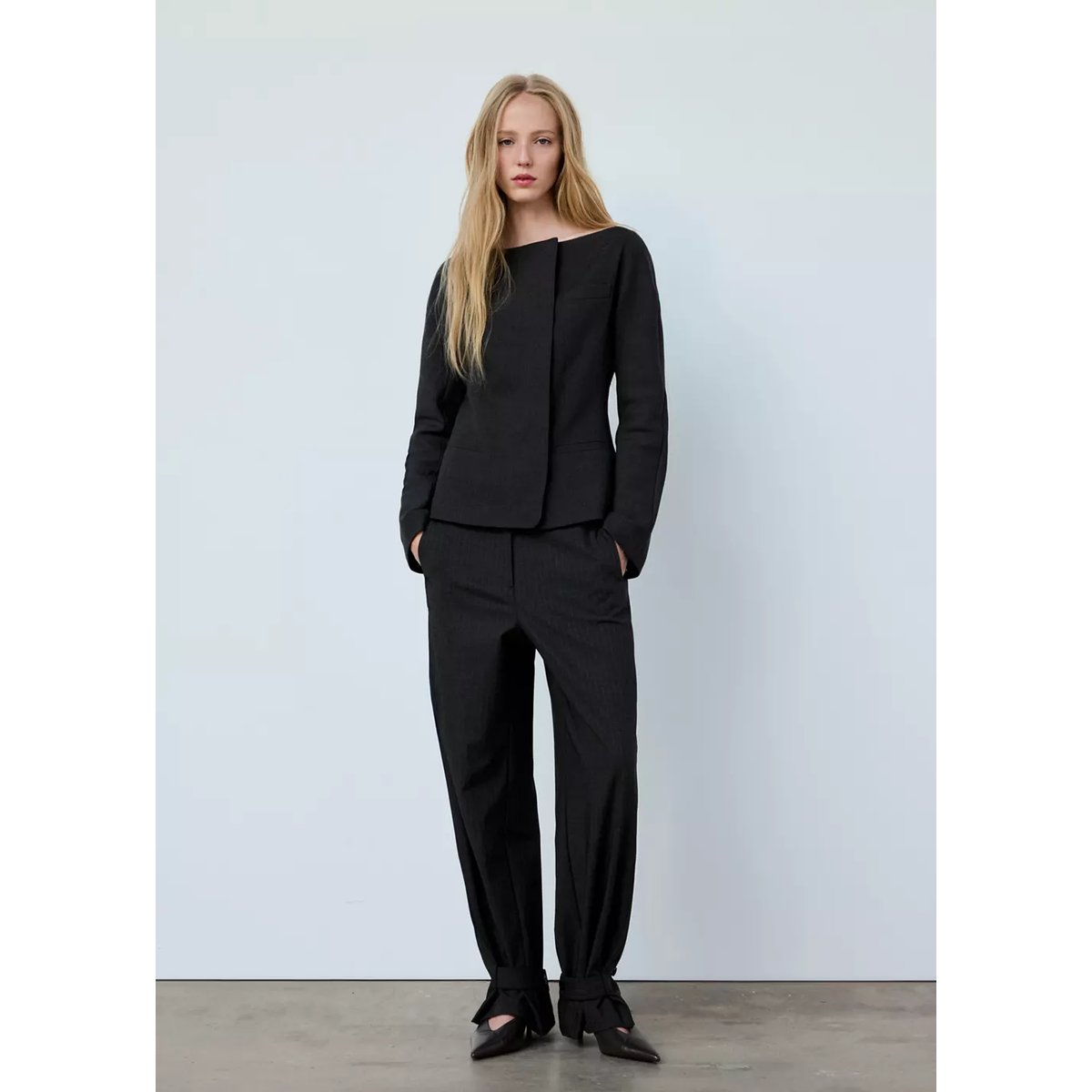 Blazer cintré asymétrique gris, MANGO