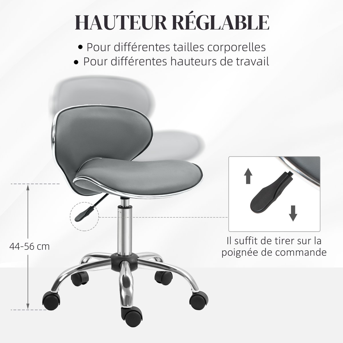 Tabouret de salon Polyuréthane Gris gris, HOMCOM