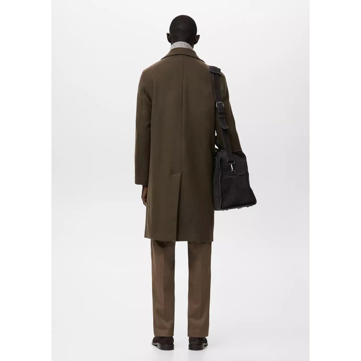 Manteau classique laine mélangée marron, MANGO MAN