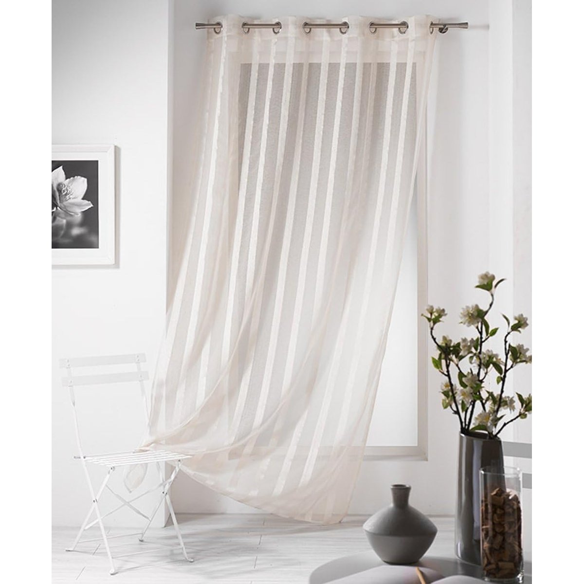 Panneau a oeillets rideau voile Malta beige, EDEN