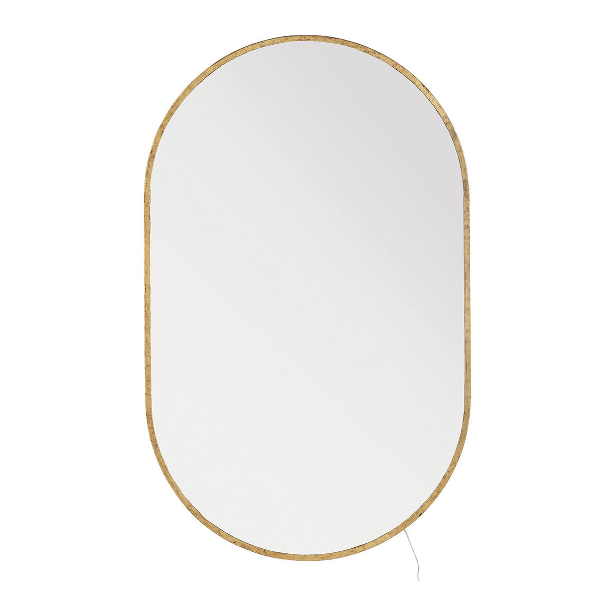 Miroir ovale avec LED, métal fnition laiton 66x105 laiton, BLANC D’IVOIRE