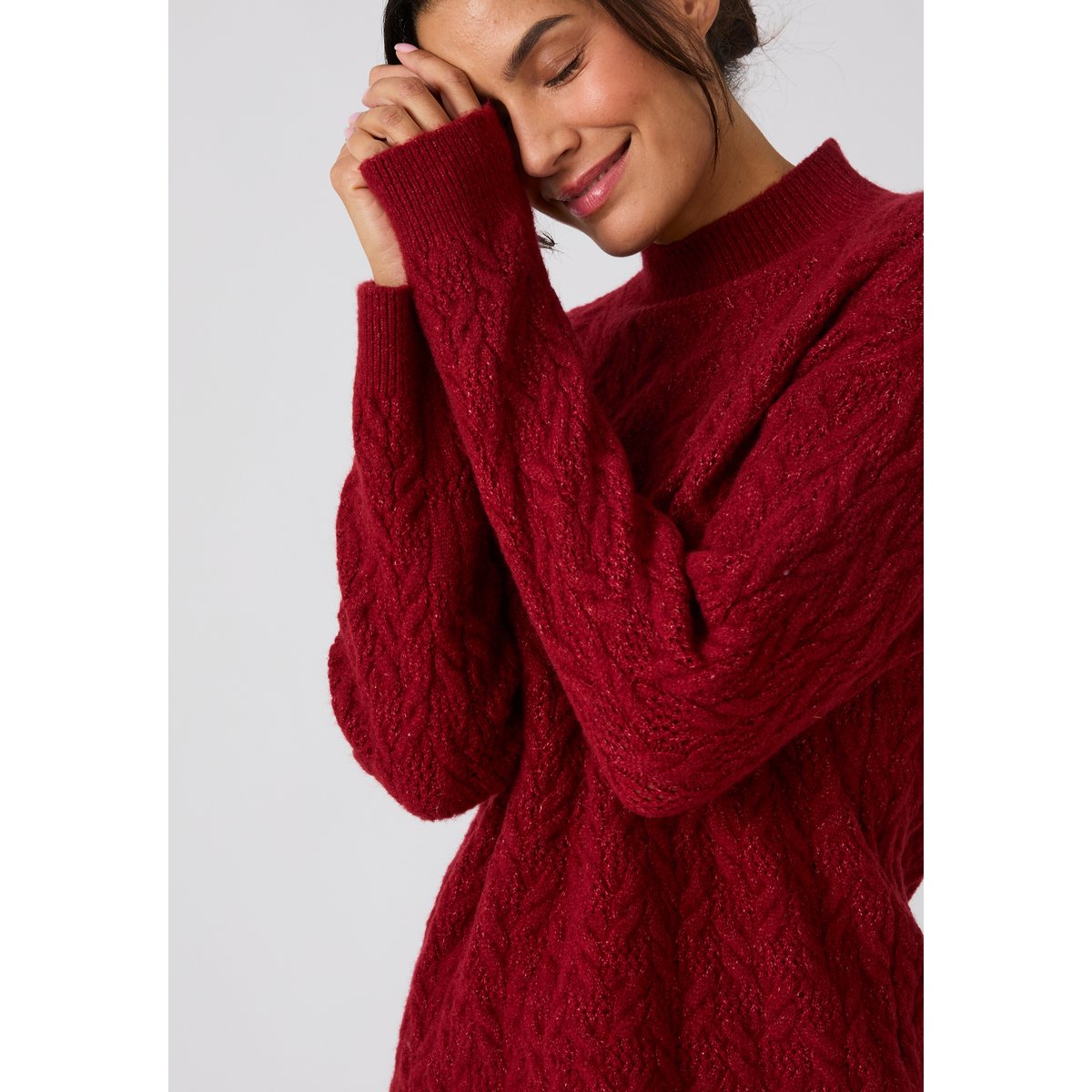 Pull à torsades fantaisie Thermolactyl rouge, DAMART