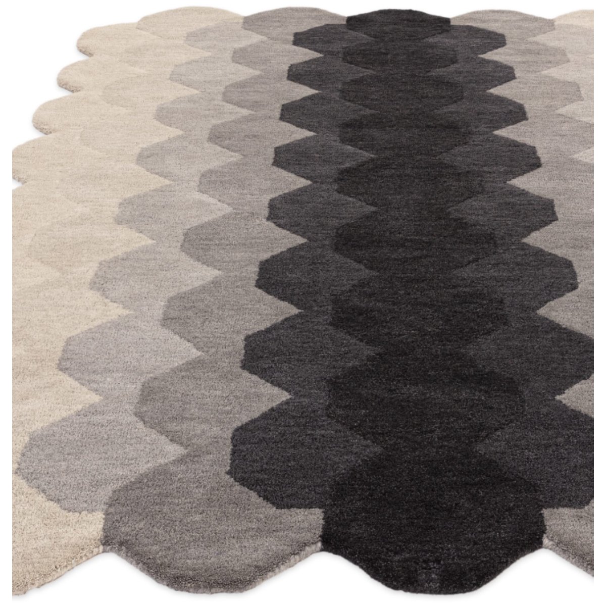 Tapis moderne tufté main en laine KERNEL noir, NOVATREND