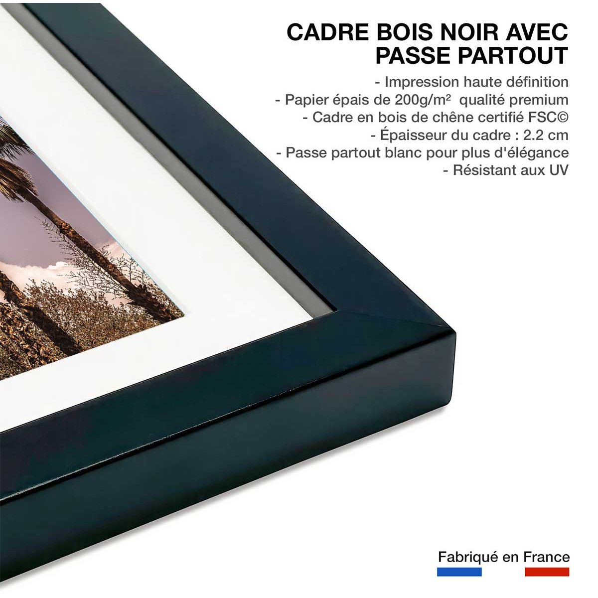 Affiche los angeles beverly hills affiche + cadre en bois - noir, HEXOA