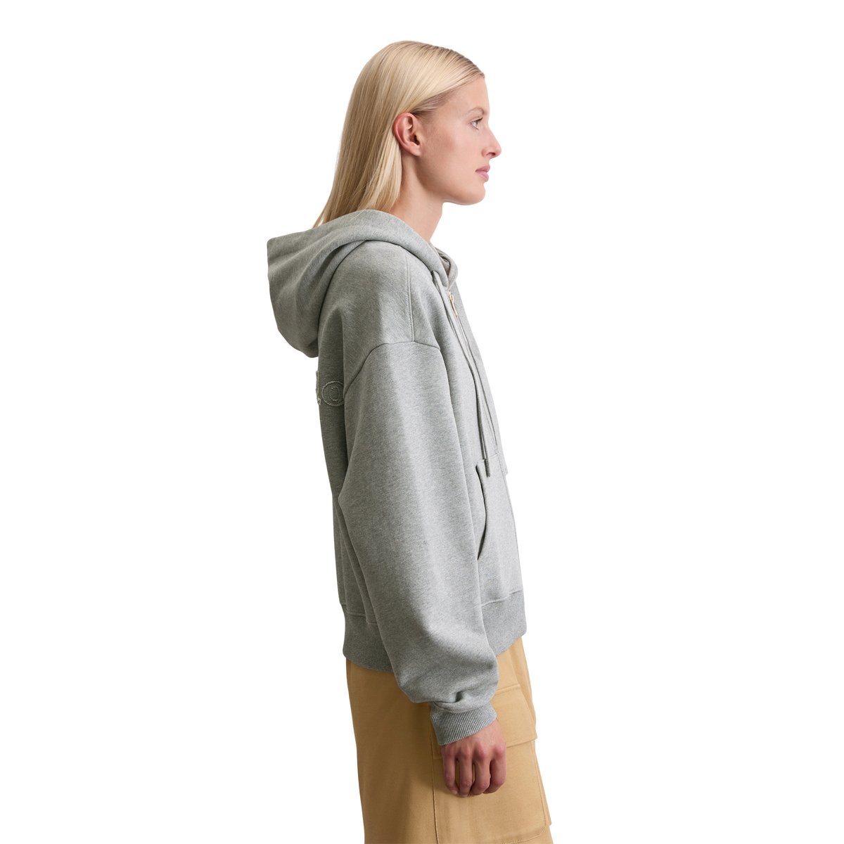 Veste sweat relaxed en pur coton organique gris clair, MARC O'POLO