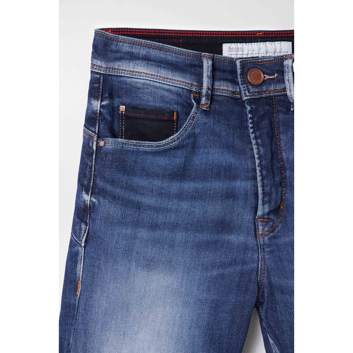 JEAN FAITH PUSH IN CROPPED SKINNY bleu foncé, SALSA JEANS