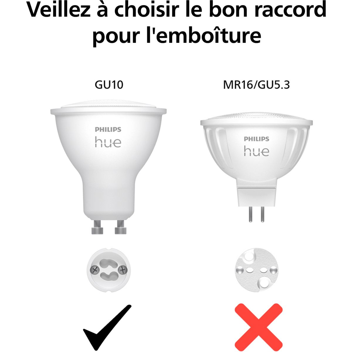 Ampoule LED connectée GU10 White Ambiance couleur unique, PHILIPS HUE
