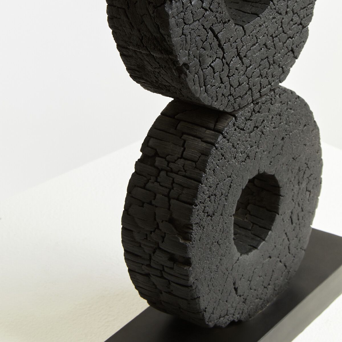 40cm Fidel Charred Black Mango Wood Log Candle Holder black, FIFTY FIVE SOUTH