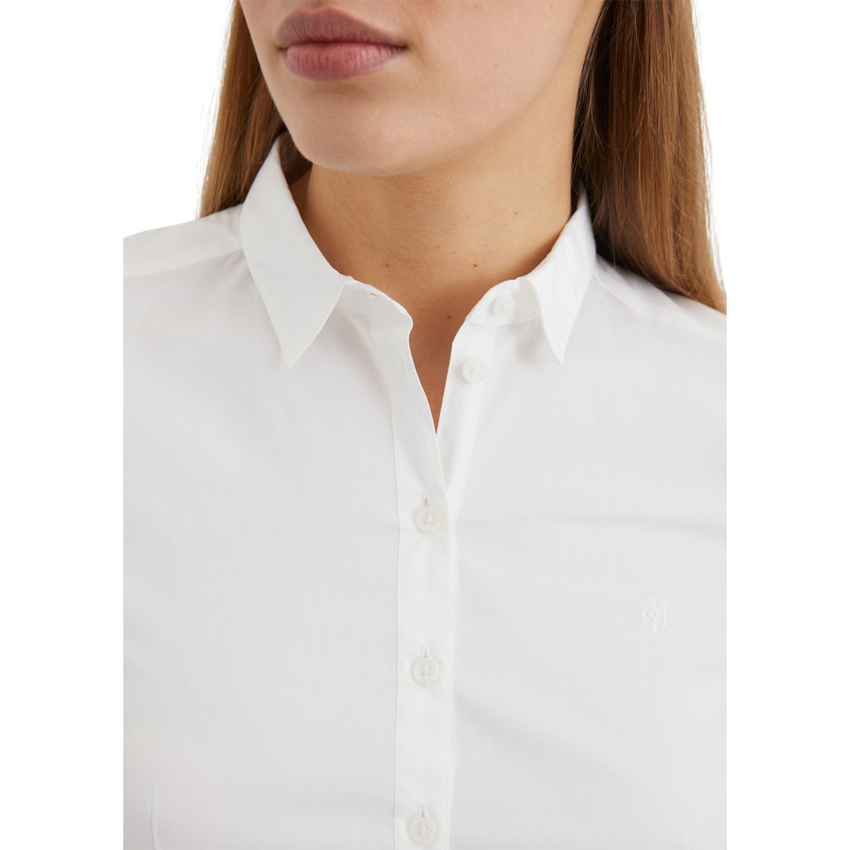 Blouse à manches longues en qualité popeline stretch blanc, MARC O'POLO