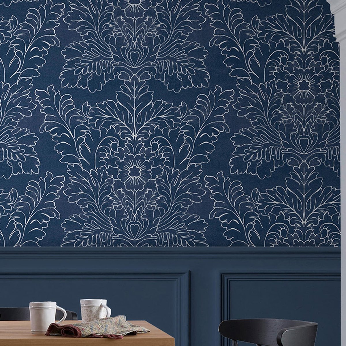 Papier peint Ornement Silchester Seaspray bleu, LAURA ASHLEY
