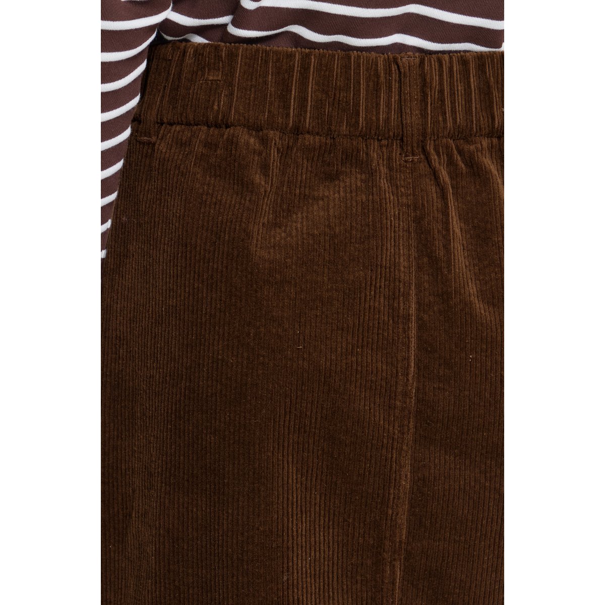 Jupe en velours coupe droite marron rayures rain drum, ICHI