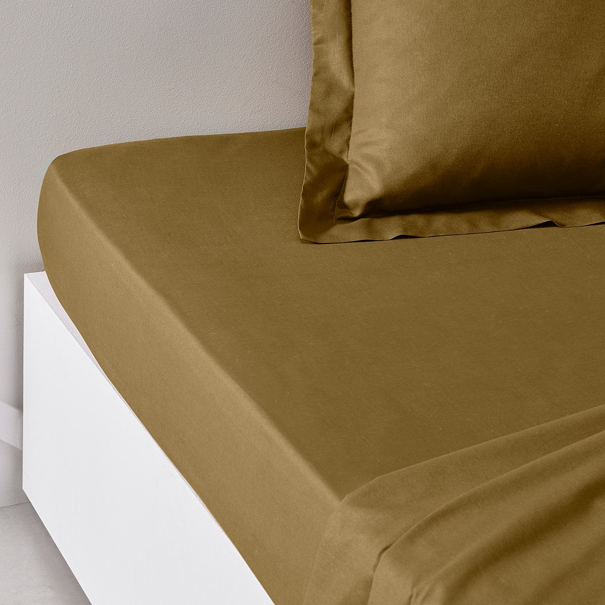 Drap housse 2 personnes uni coton grand bonnet ORGANIC marron, TODAY