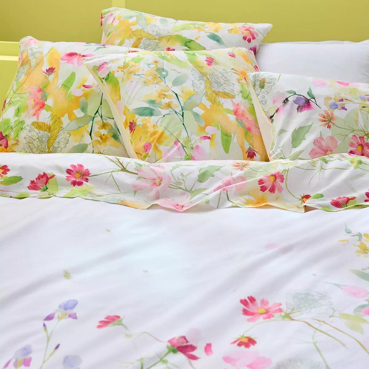 Housse de couette percale de coton lavé SOUFFLE FLEURI printemps, GARNIER THIEBAUT