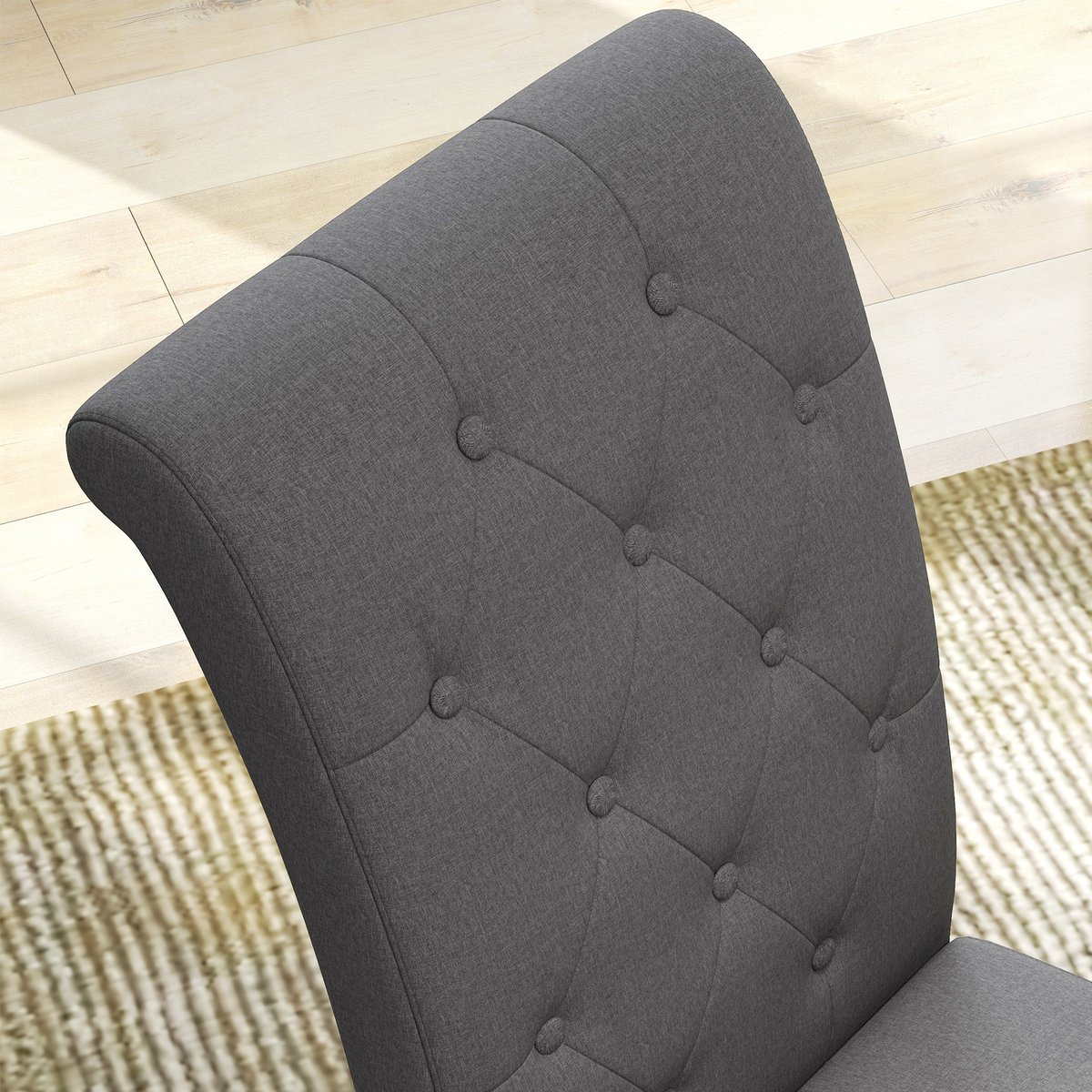 Chaise de salle à manger Lin Noir gris foncé, HOMCOM