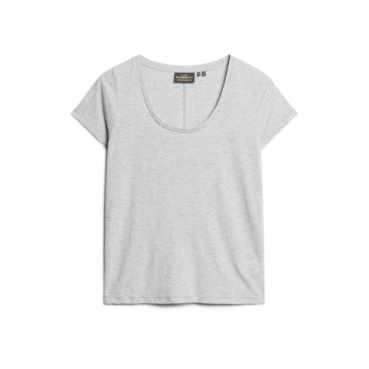 T-shirt à encolure dégagée Studios gris poivre chiné, SUPERDRY